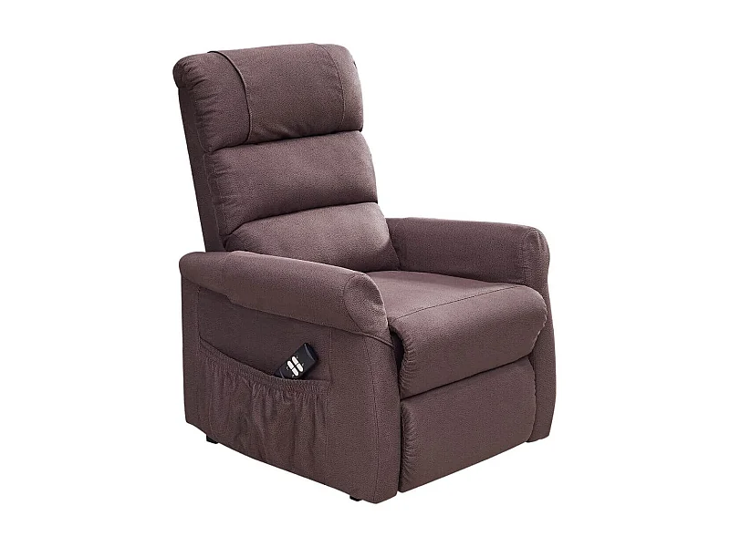 Fauteuil relax releveur tissu polyester imitation cuir brun - ADRIAN