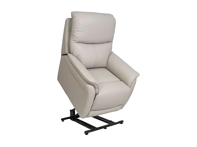 Fauteuil relax releveur en cuir vachette gris clair - SULTAN