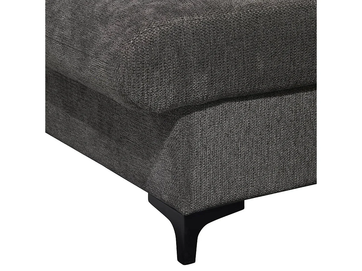 MARCEAU - Canapé Méridienne Gauche 3 Places Convertible Tissu Gris Foncé