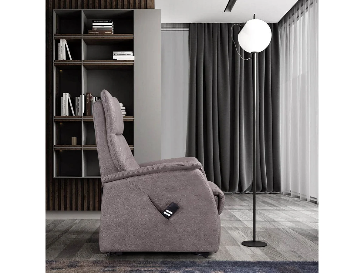 Fauteuil modèle S relax releveur tissu polyester imitation cuir gris - PLEGAR