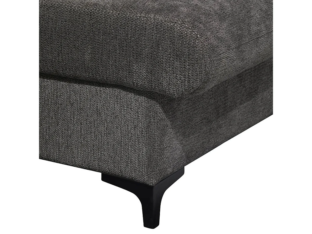 MARCEAU - Canapé Méridienne Droite 3 Places Convertible Tissu Gris Foncé