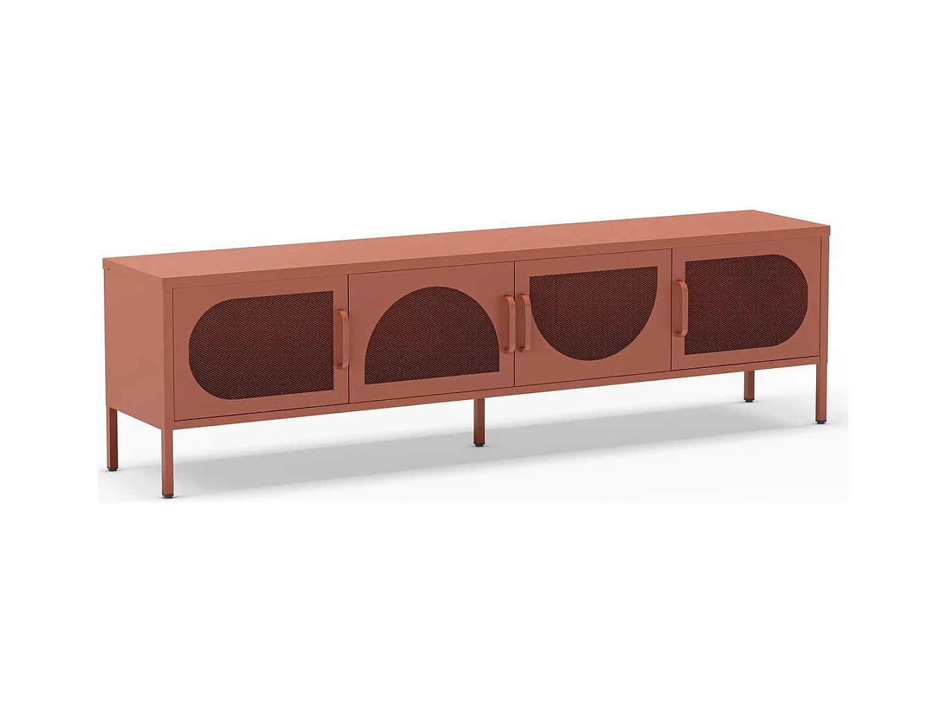 Meuble TV 4 portes en métal terracotta 180 cm - Inoa