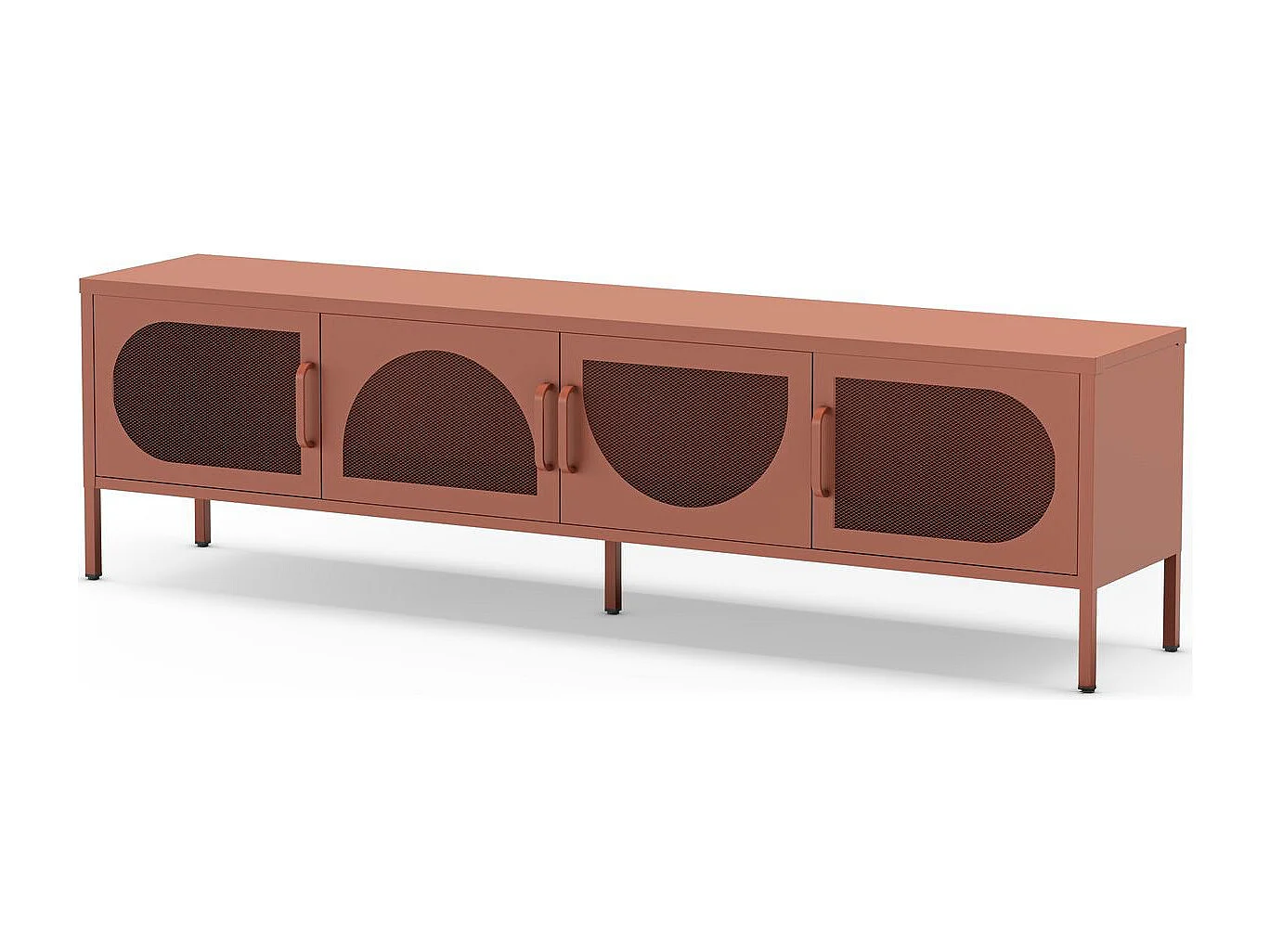 Meuble TV 4 portes en métal terracotta 180 cm - Inoa