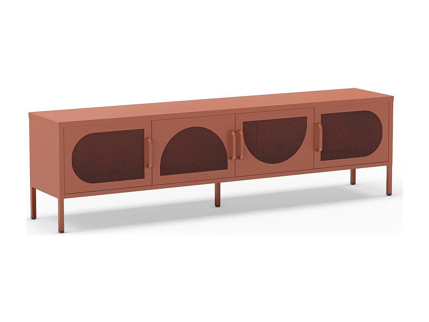 Meuble TV 4 portes en métal terracotta 180 cm - Inoa
