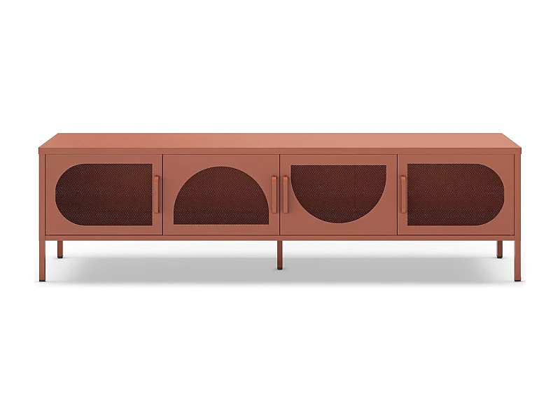 Meuble TV 4 portes en métal terracotta 180 cm - Inoa