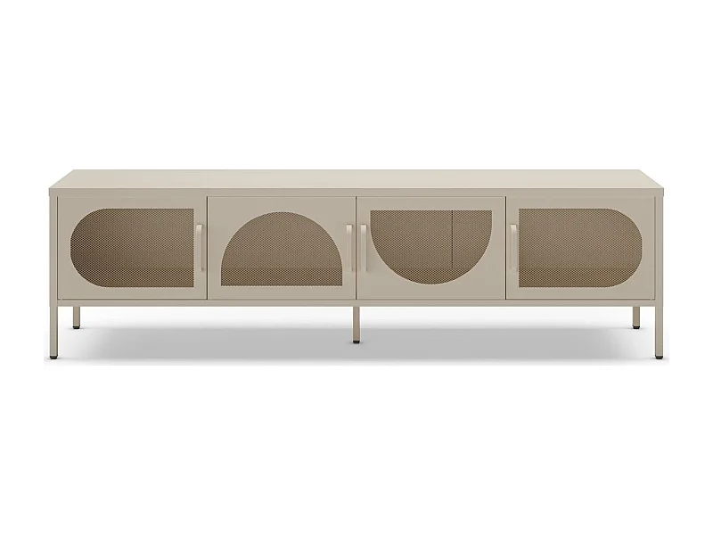 Meuble TV 4 portes en métal beige 180 cm - Inoa