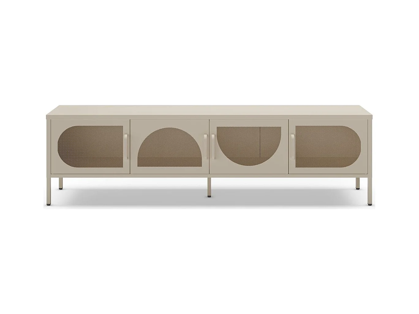 Meuble TV 4 portes en métal beige 180 cm - Inoa