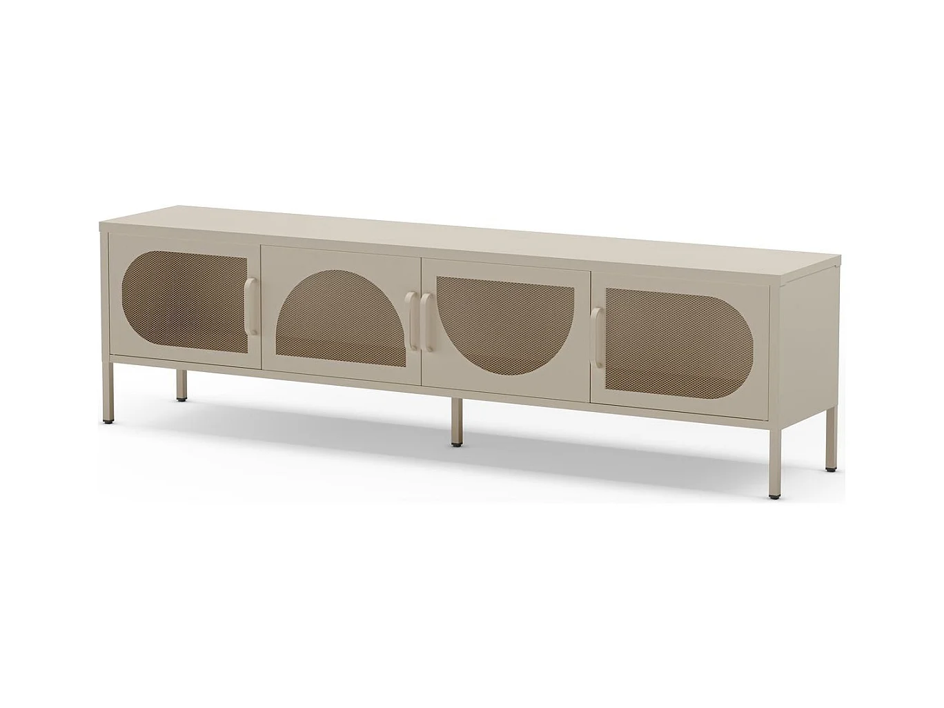 Meuble TV 4 portes en métal beige 180 cm - Inoa