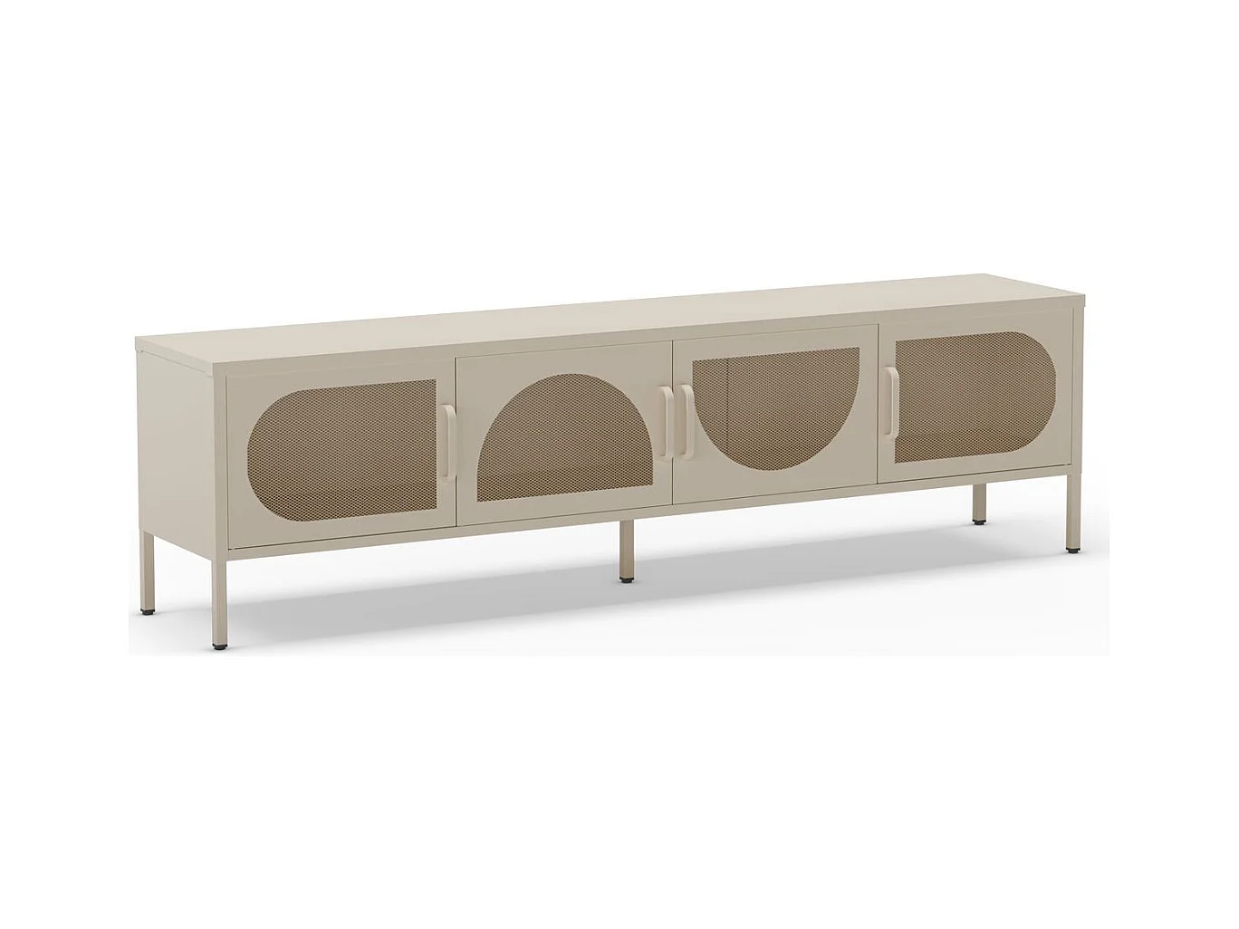Meuble TV 4 portes en métal beige 180 cm - Inoa