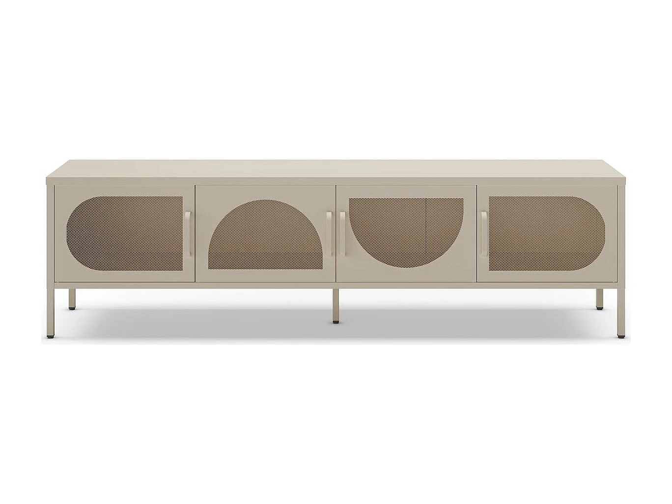 Meuble TV 4 portes en métal beige 180 cm - Inoa