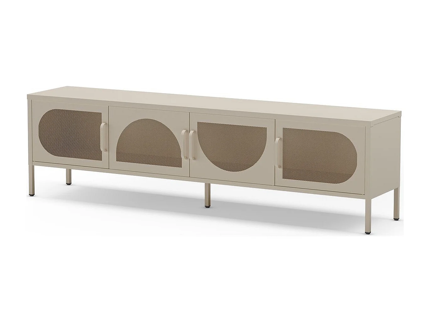 Meuble TV 4 portes en métal beige 180 cm - Inoa