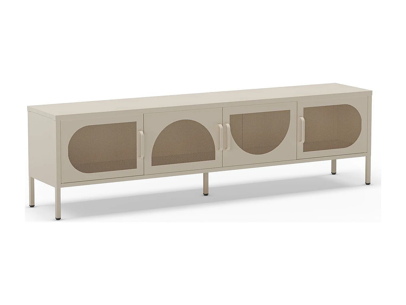 Meuble TV 4 portes en métal beige 180 cm - Inoa