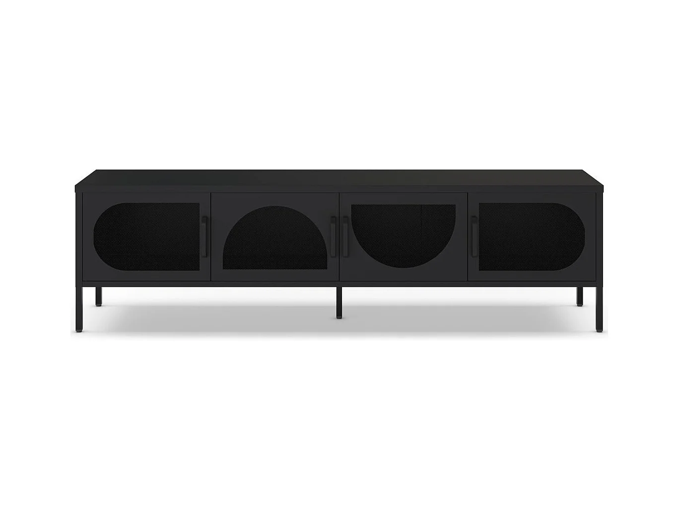 Meuble TV 4 portes en métal noir 180 cm - Inoa