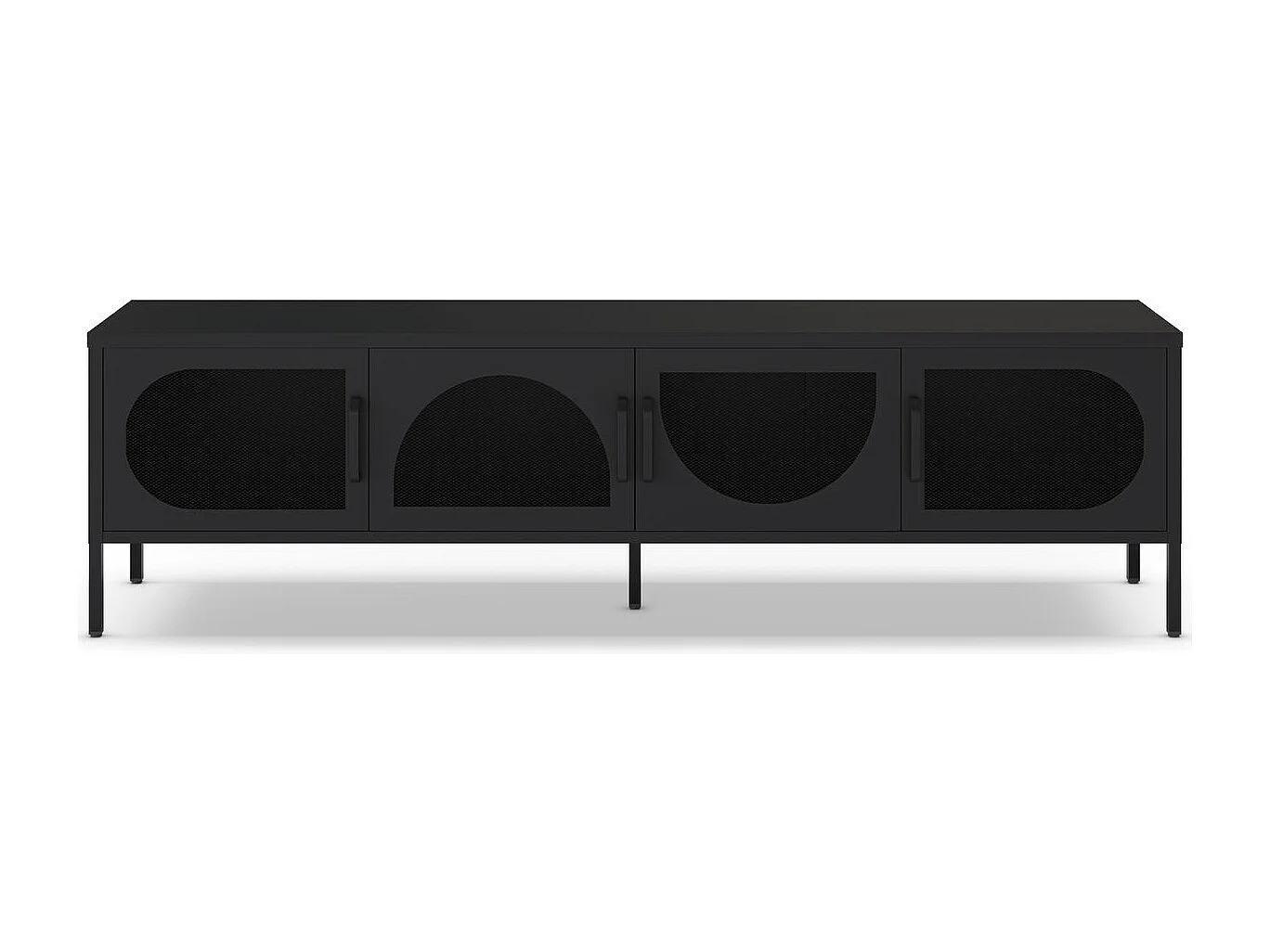 Meuble TV 4 portes en métal noir 180 cm - Inoa