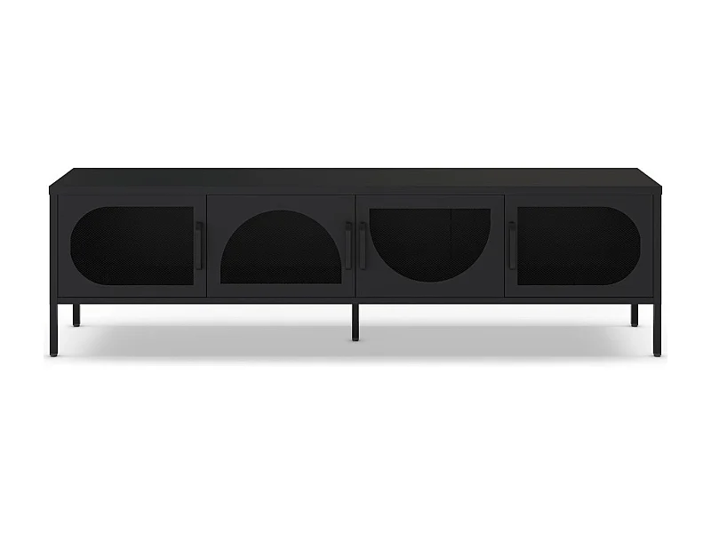 Meuble TV 4 portes en métal noir 180 cm - Inoa