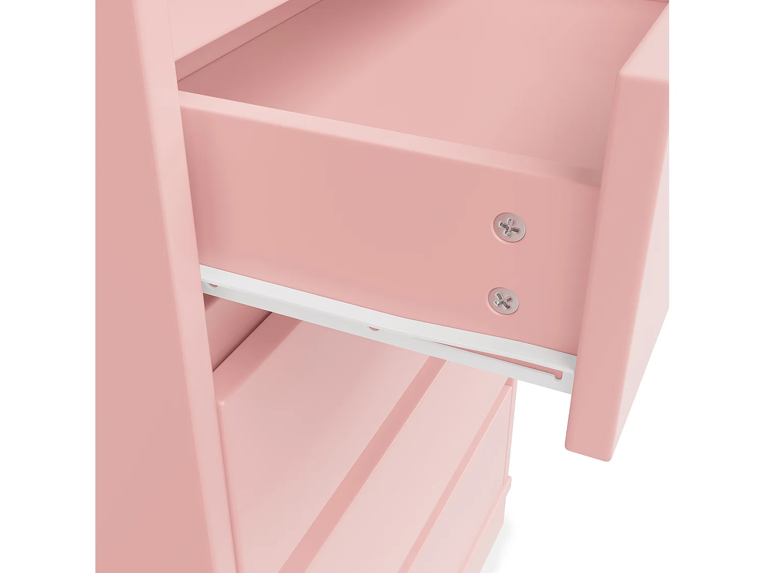 Commode multifonctionnel - 4 tiroirs +3 compartiments ouverts + tringle à vêtements - Rose