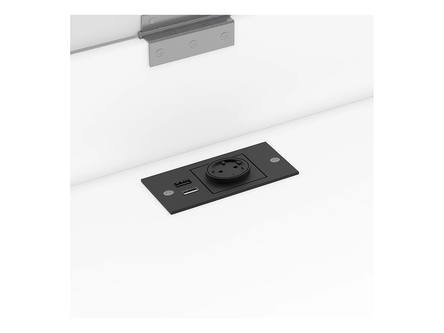 Bureau 120x55x76cm - design rabattable - avec prise - MDF - Blanc