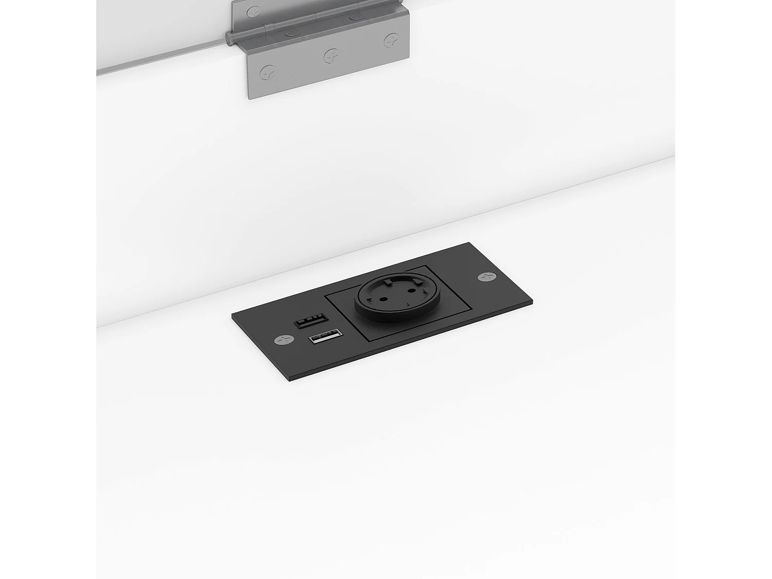 Bureau 120x55x76cm - design rabattable - avec prise - MDF - Blanc