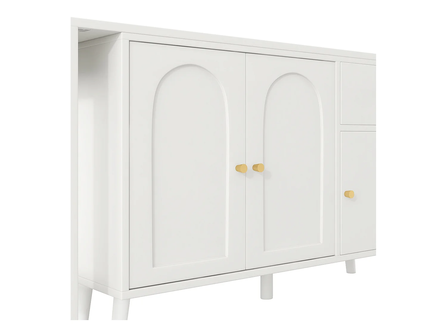 Bureau 2 en 1 120x40x74.5cm - Pivotant à 360° - 3 portes 1 tiroir - Certifié FSC - Blanc
