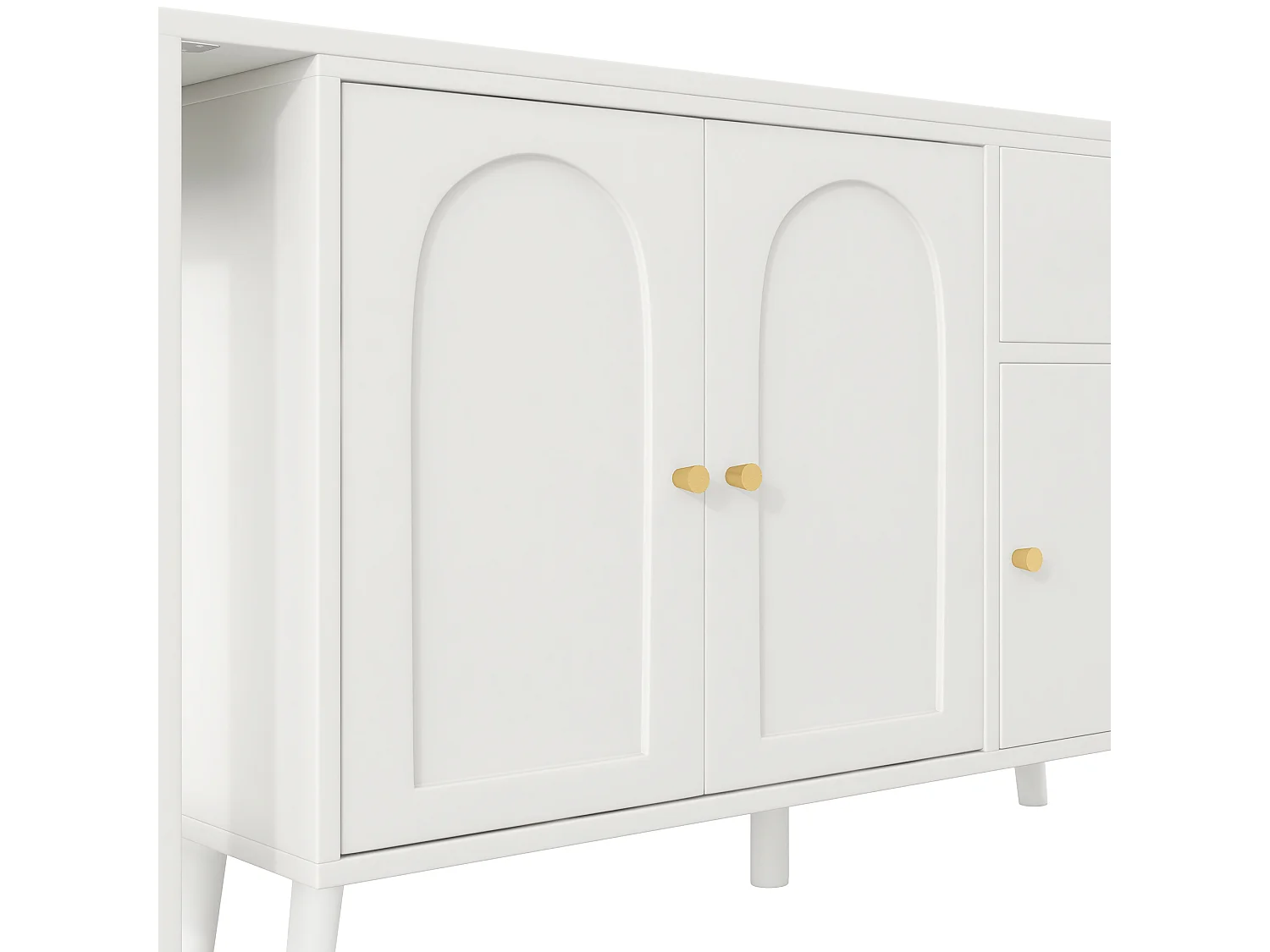 2-in-1 Schreibtisch 120×40×74,5 cm - 360° drehbar - 3 Türen und 1 Schublade - FSC-zertifiziert - weiß