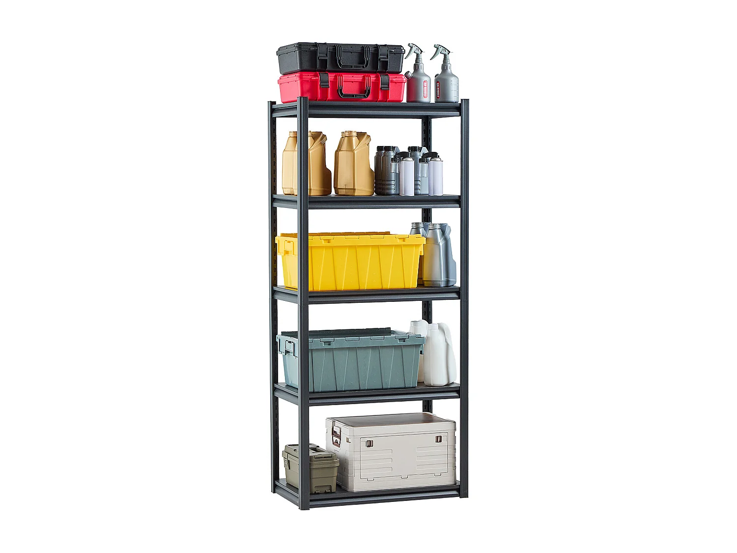 Scaffalature Metalliche per Garage SucceBuy Scaffali per Garage a 5 Ripiani, 46 cm P x 81 cm L x 183 cm A