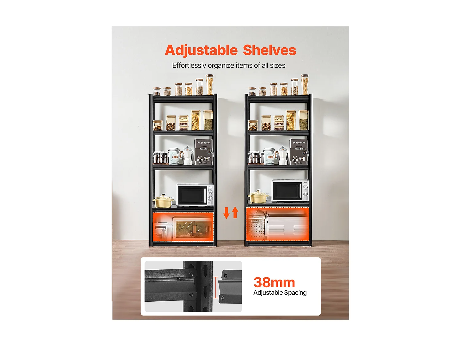 Scaffalature Metalliche per Garage SucceBuy Scaffali per Garage a 5 Ripiani, 46 cm P x 81 cm L x 183 cm A