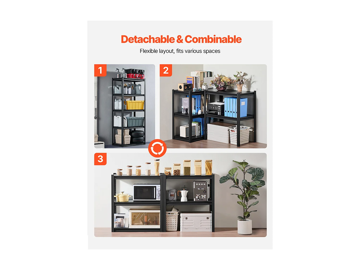 Scaffalature Metalliche per Garage SucceBuy Scaffali per Garage a 5 Ripiani, 46 cm P x 81 cm L x 183 cm A