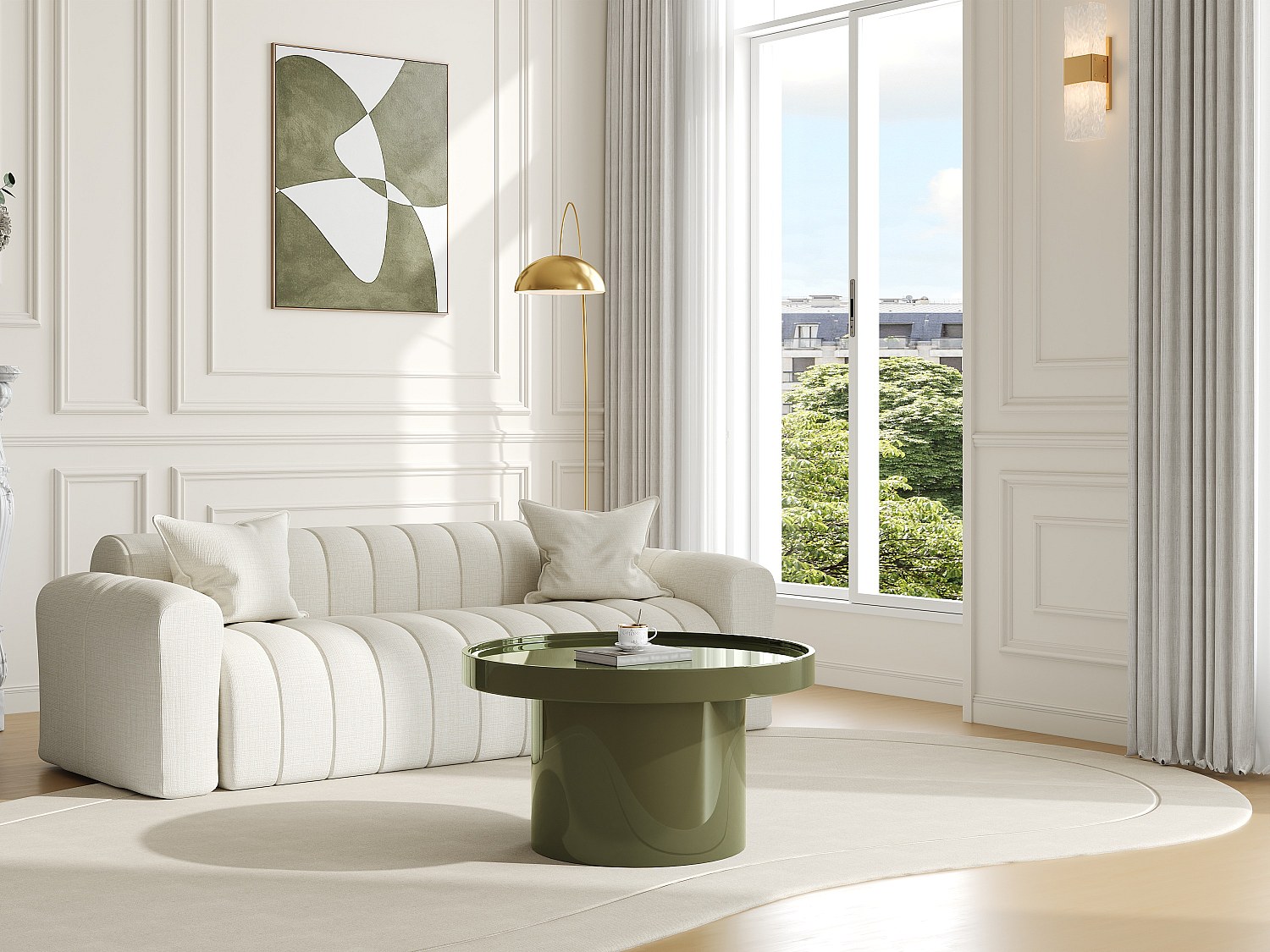 Vente-unique Mdf-Couchtisch - Lackiertes Khaki - Sybeva