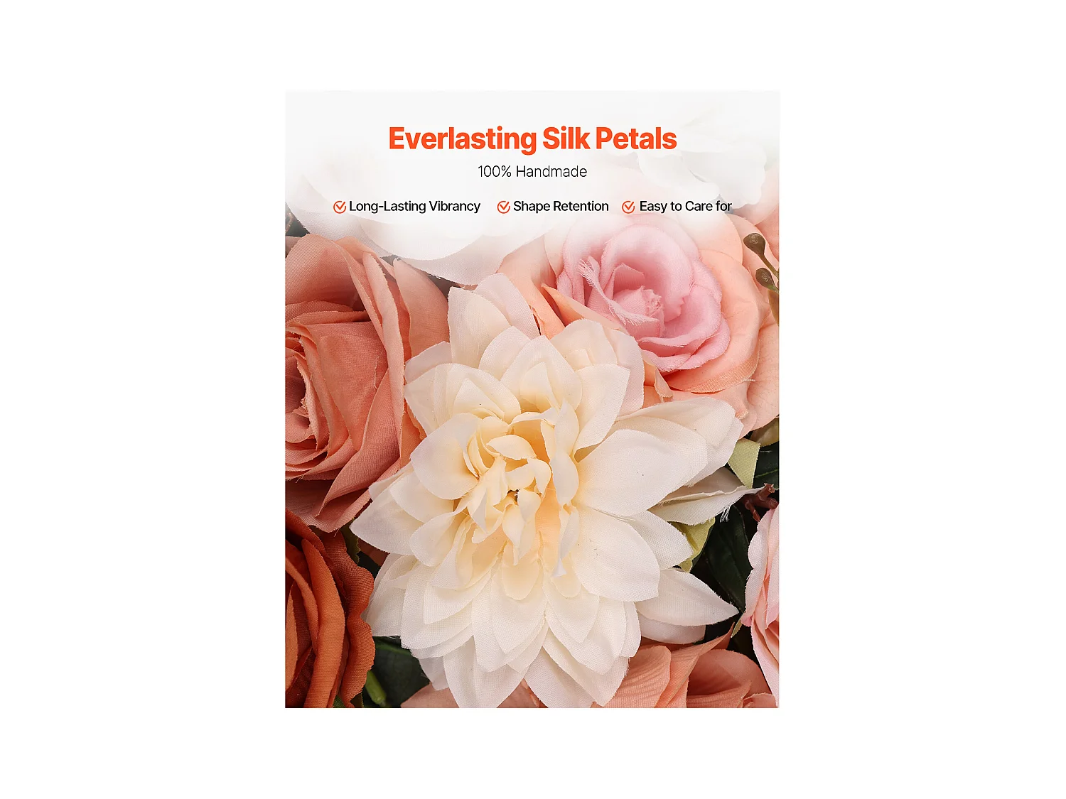 Arco de Boda SucceBuy Kit de Flores Artificiales para Arco de Boda - Naranja, 2 Flores y 3 Cortinas