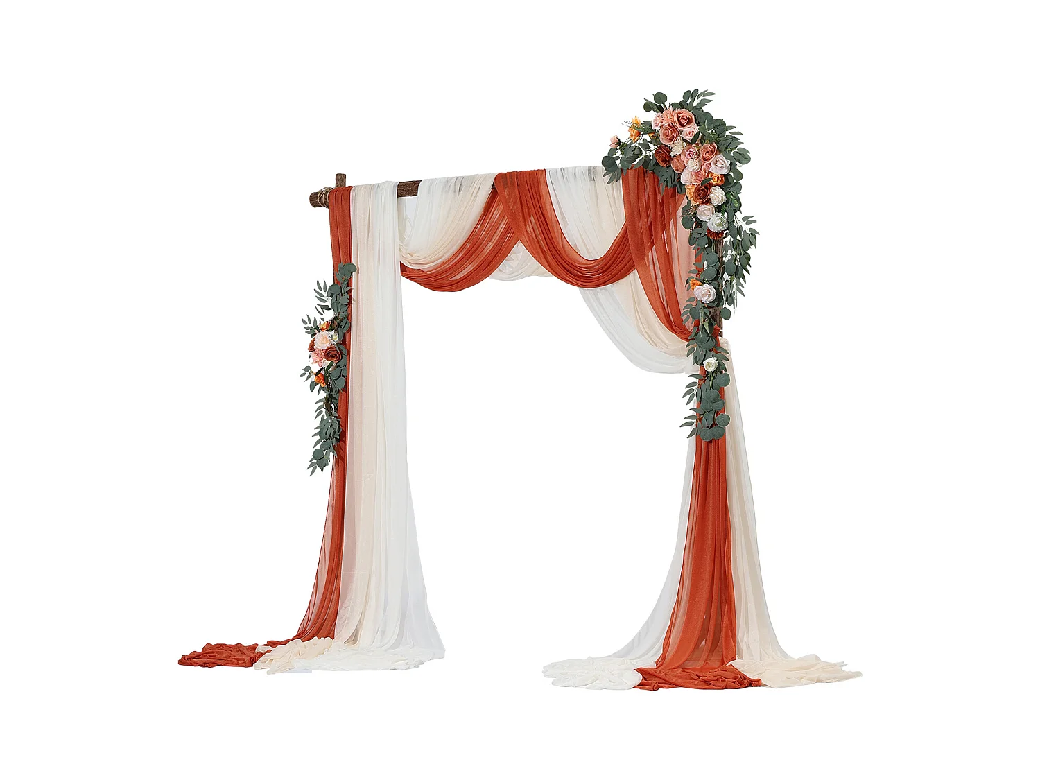 Arco de Boda SucceBuy Kit de Flores Artificiales para Arco de Boda - Naranja, 2 Flores y 3 Cortinas