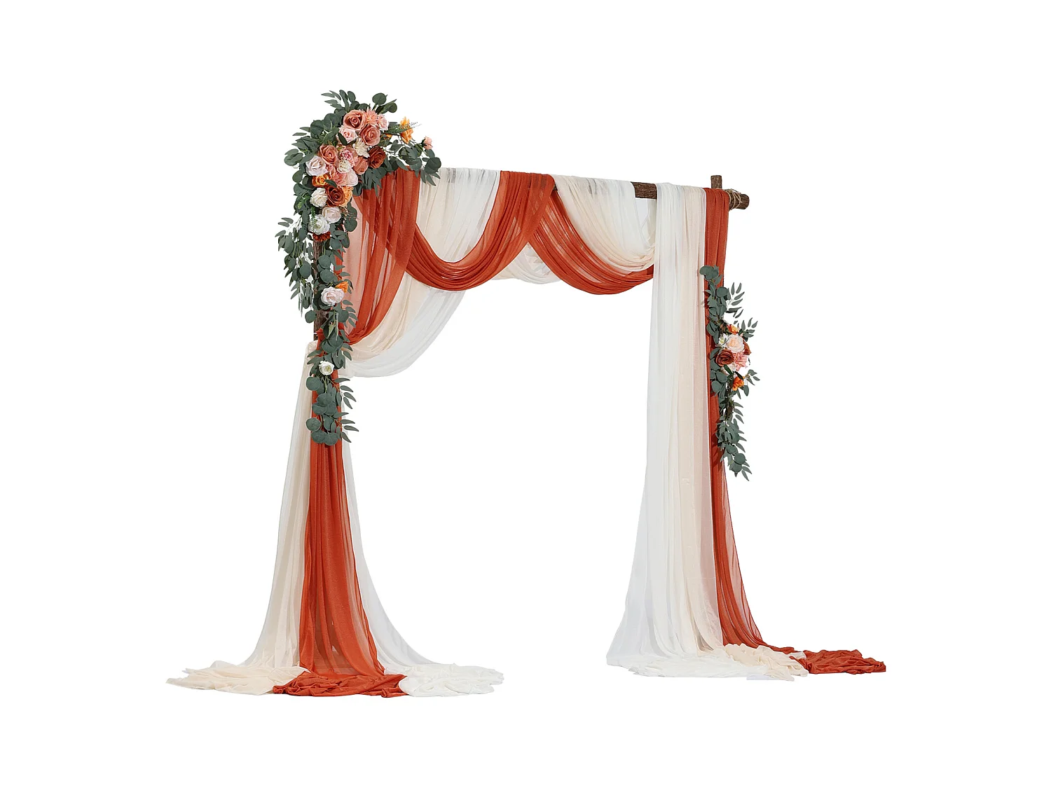 Arco de Boda SucceBuy Kit de Flores Artificiales para Arco de Boda - Naranja, 2 Flores y 3 Cortinas