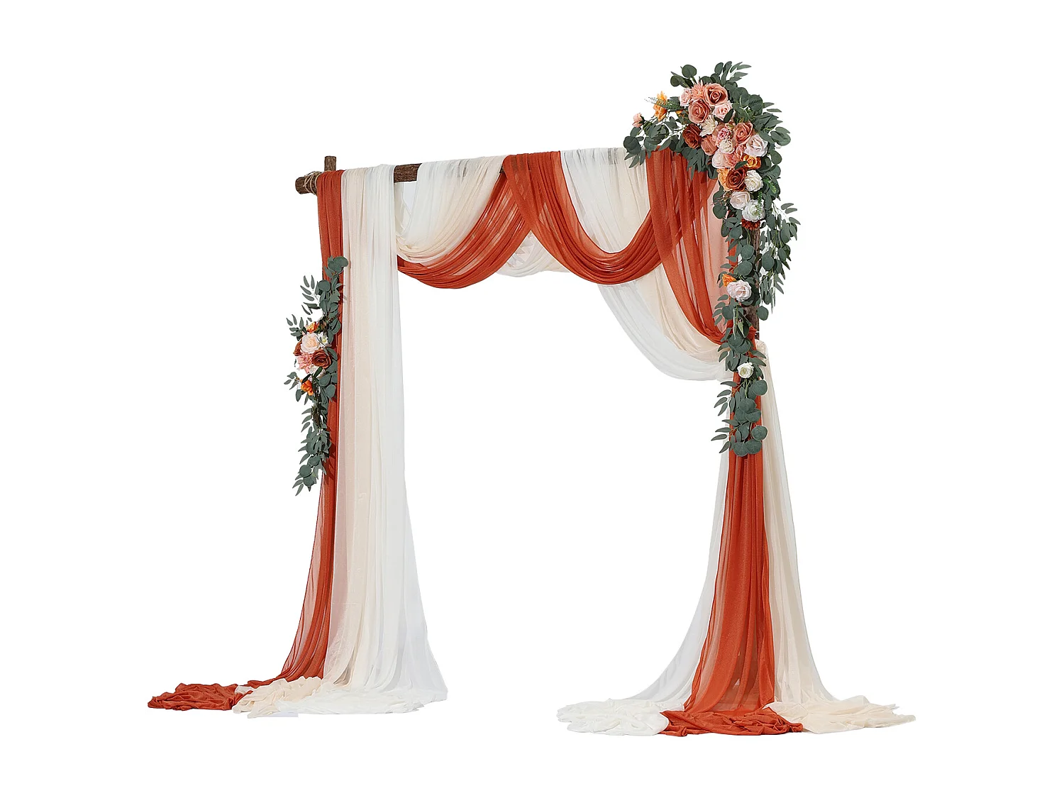 Arche de Mariage SucceBuy Kit de Fleurs Artificielles pour Arche de Mariage - Orange, 2 Fleurs et 3 Rideaux