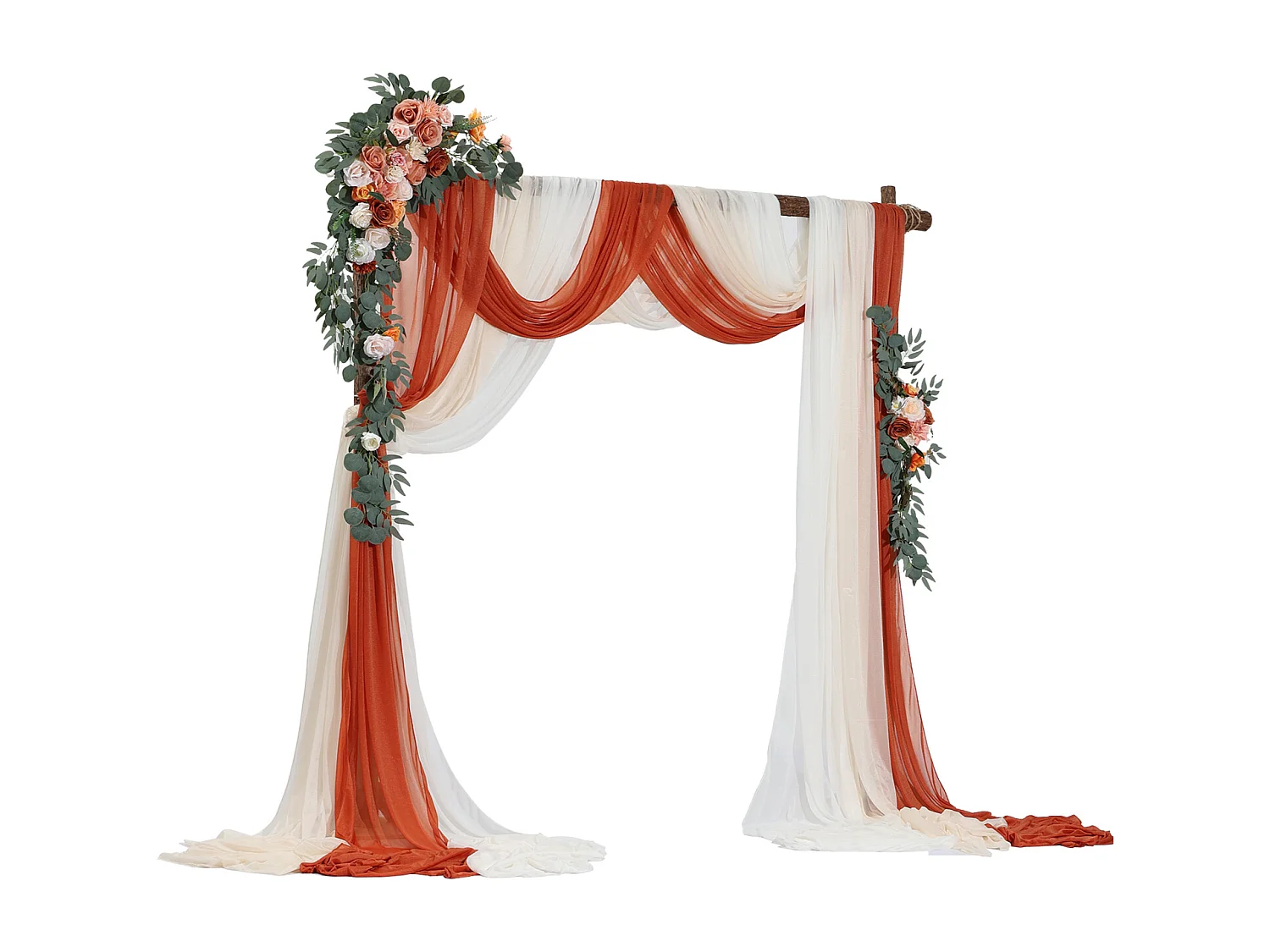 Arche de Mariage SucceBuy Kit de Fleurs Artificielles pour Arche de Mariage - Orange, 2 Fleurs et 3 Rideaux