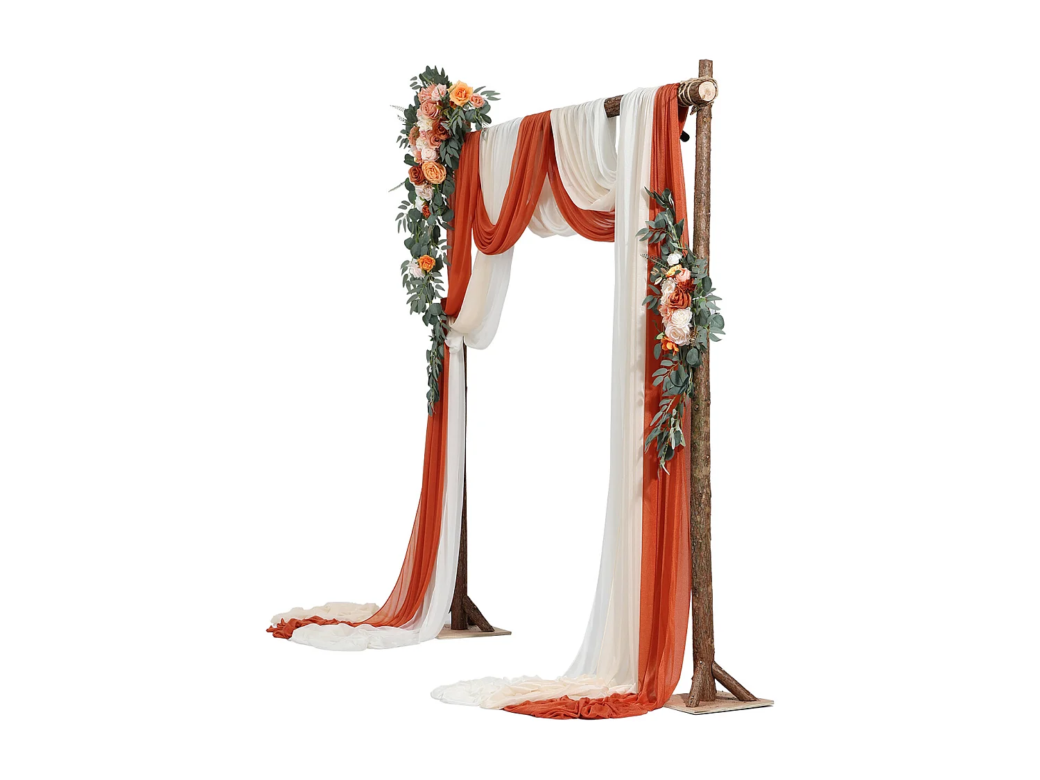 Arche de Mariage SucceBuy Kit de Fleurs Artificielles pour Arche de Mariage - Orange, 2 Fleurs et 3 Rideaux