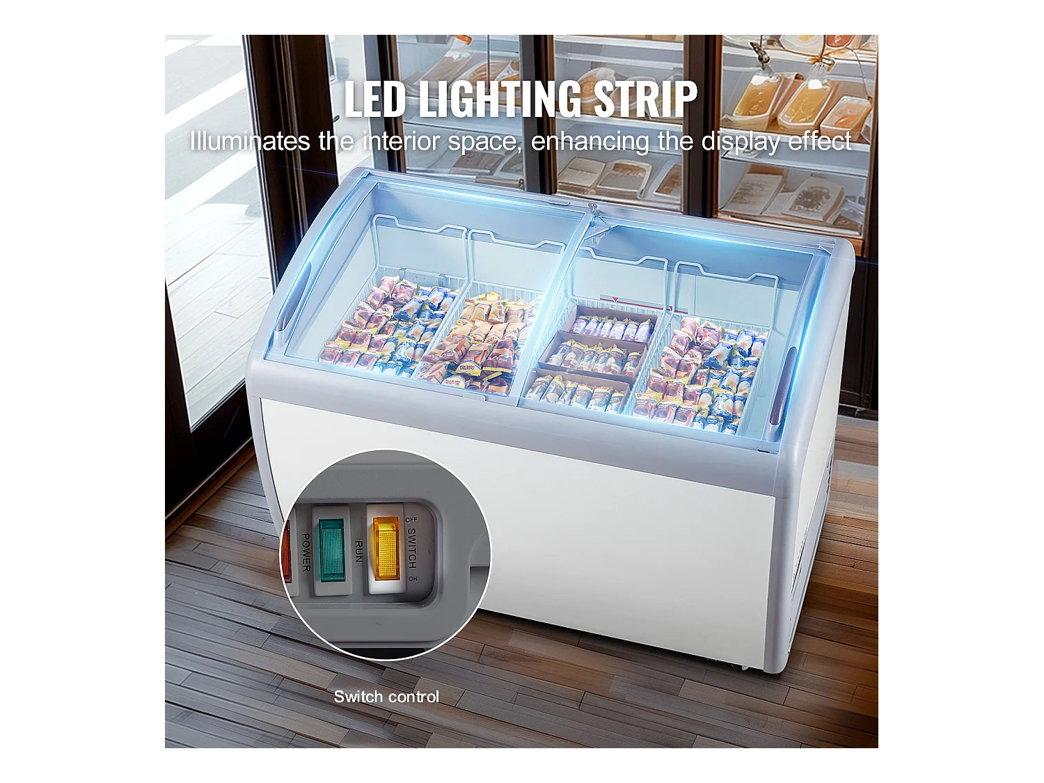 Vitrine Réfrigérée à Crème Glacée SucceBuy Vitrine à Glaces Gelato Commerciale 362L
