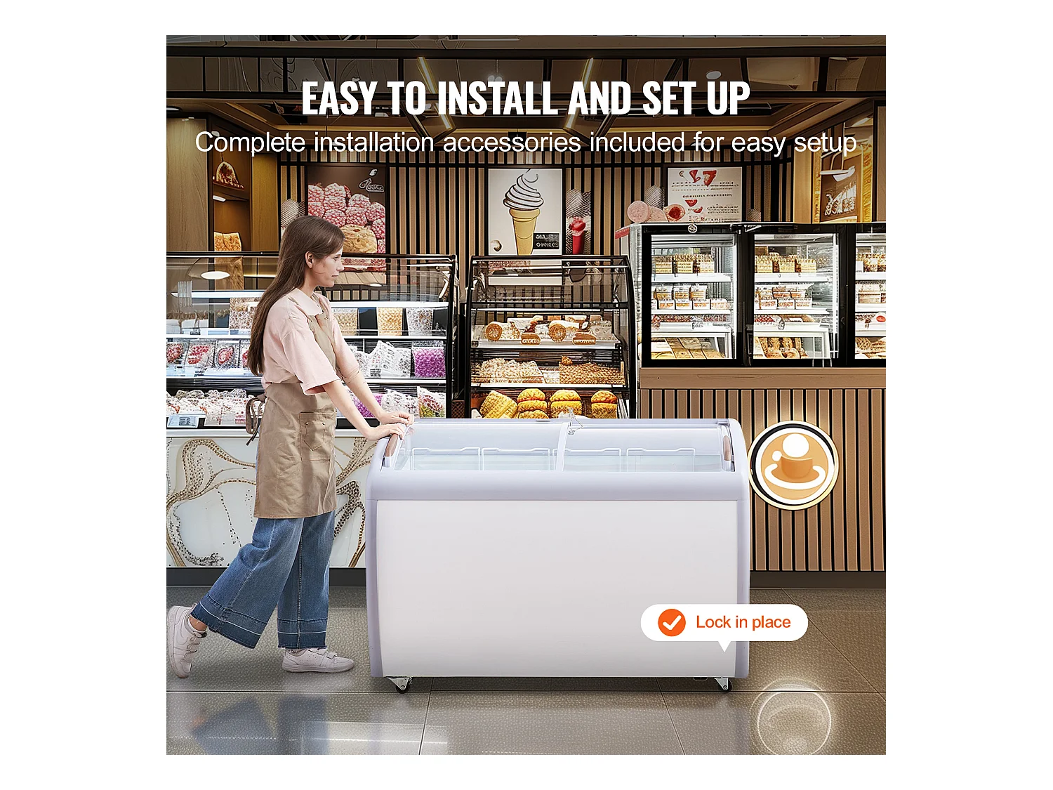 Vitrine Réfrigérée à Crème Glacée SucceBuy Vitrine à Glaces Gelato Commerciale 362L