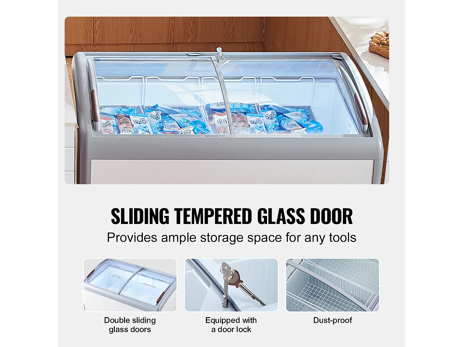 Kühlvitrine für Speiseeis SucceBuy Gewerbliche Eistheke Gelato 362L