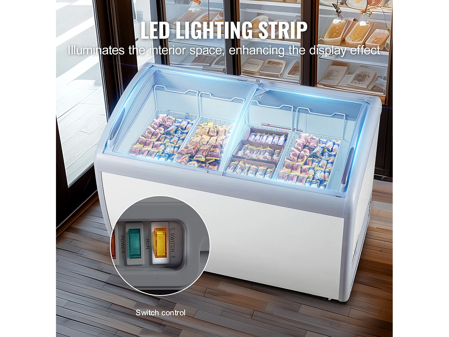 Kühlvitrine für Speiseeis SucceBuy Gewerbliche Eistheke Gelato 362L