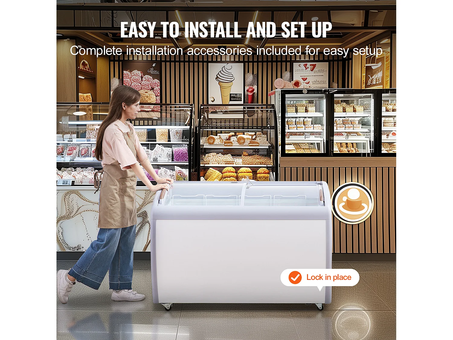 Kühlvitrine für Speiseeis SucceBuy Gewerbliche Eistheke Gelato 362L