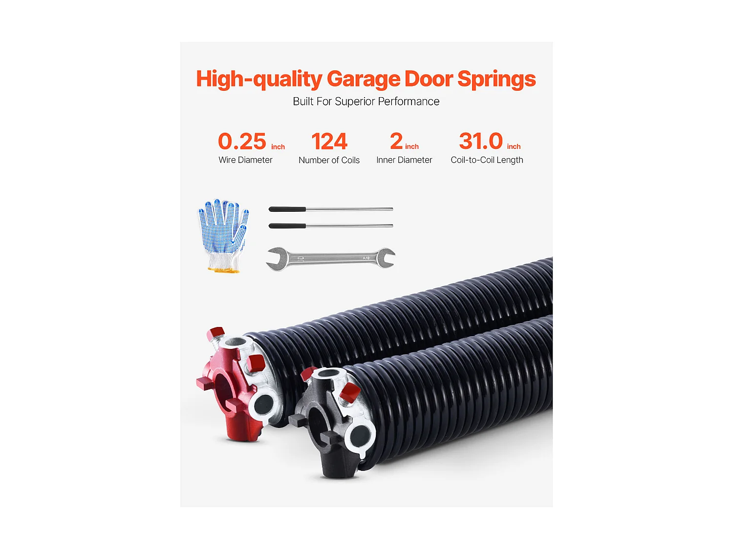 Torsieveren SucceBuy voor Garagedeur, Paar van 0.6 x 5 x 79cm met Oprolstangen, Elektroforetische Zwarte Coating voor Vervanging