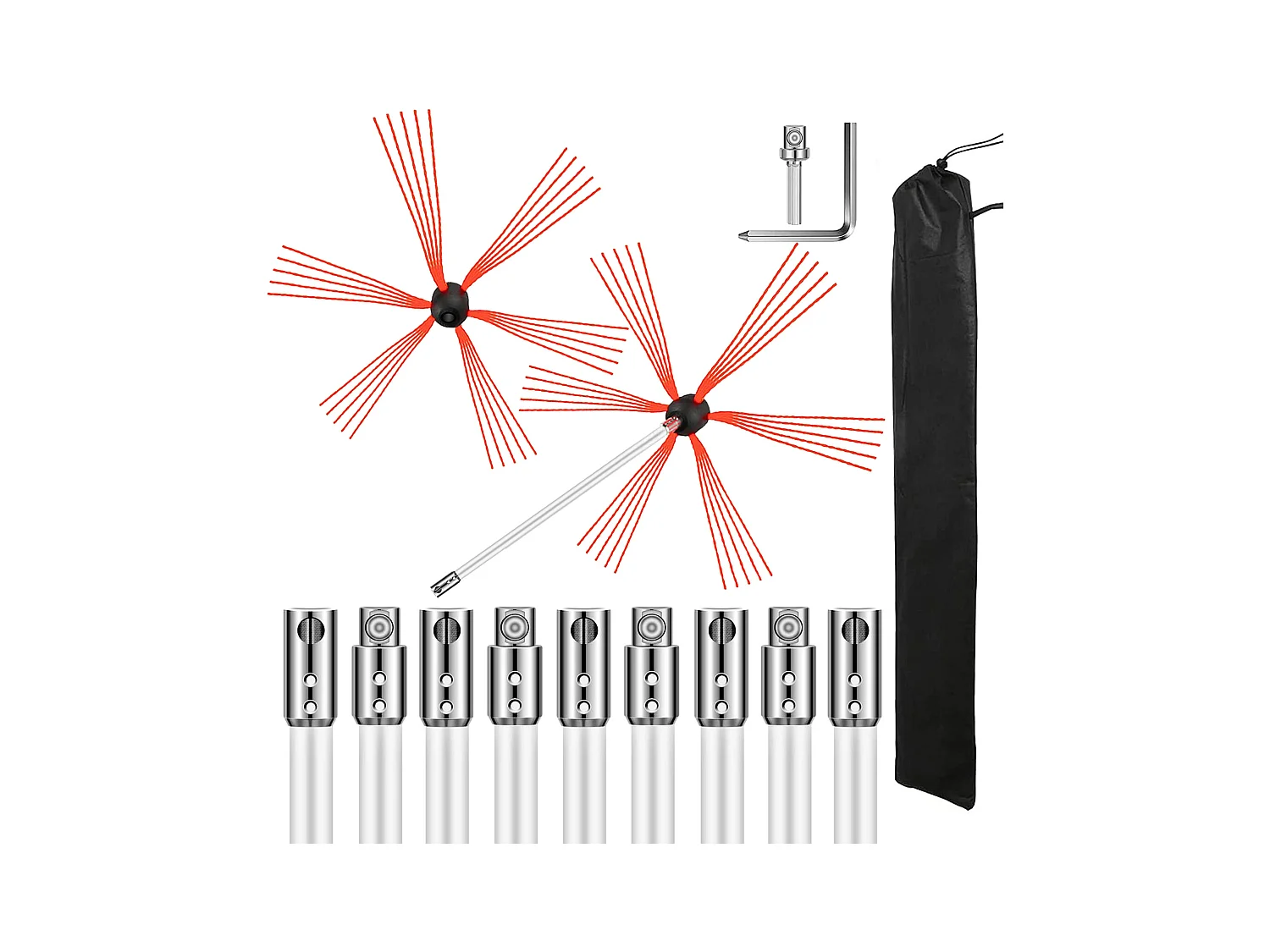 Brosse de Cheminée Kit SucceBuy, 84 cm, Kit de Nettoyage pour Mangeoire à Suie