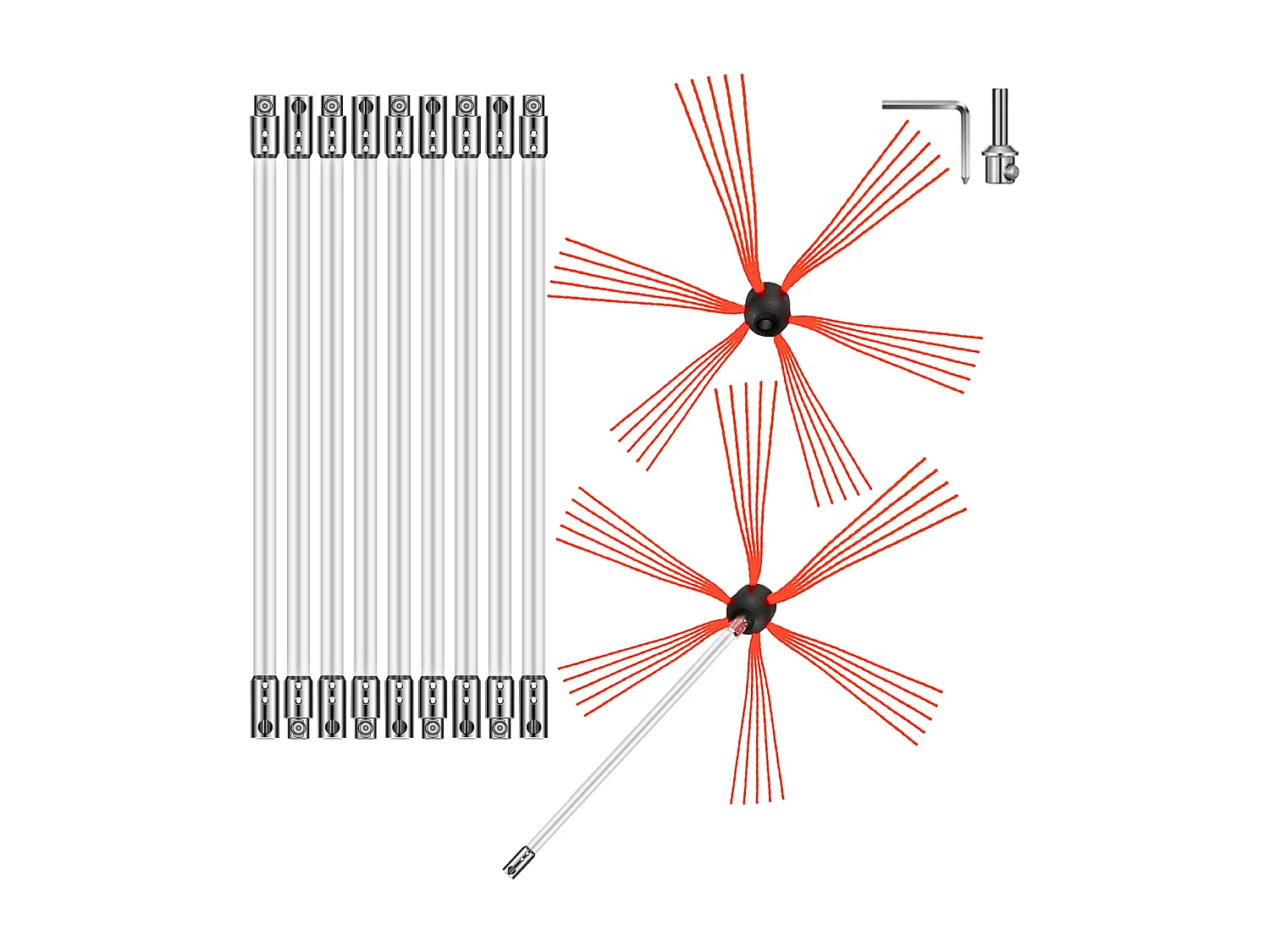 Brosse de Cheminée Kit SucceBuy, 84 cm, Kit de Nettoyage pour Mangeoire à Suie
