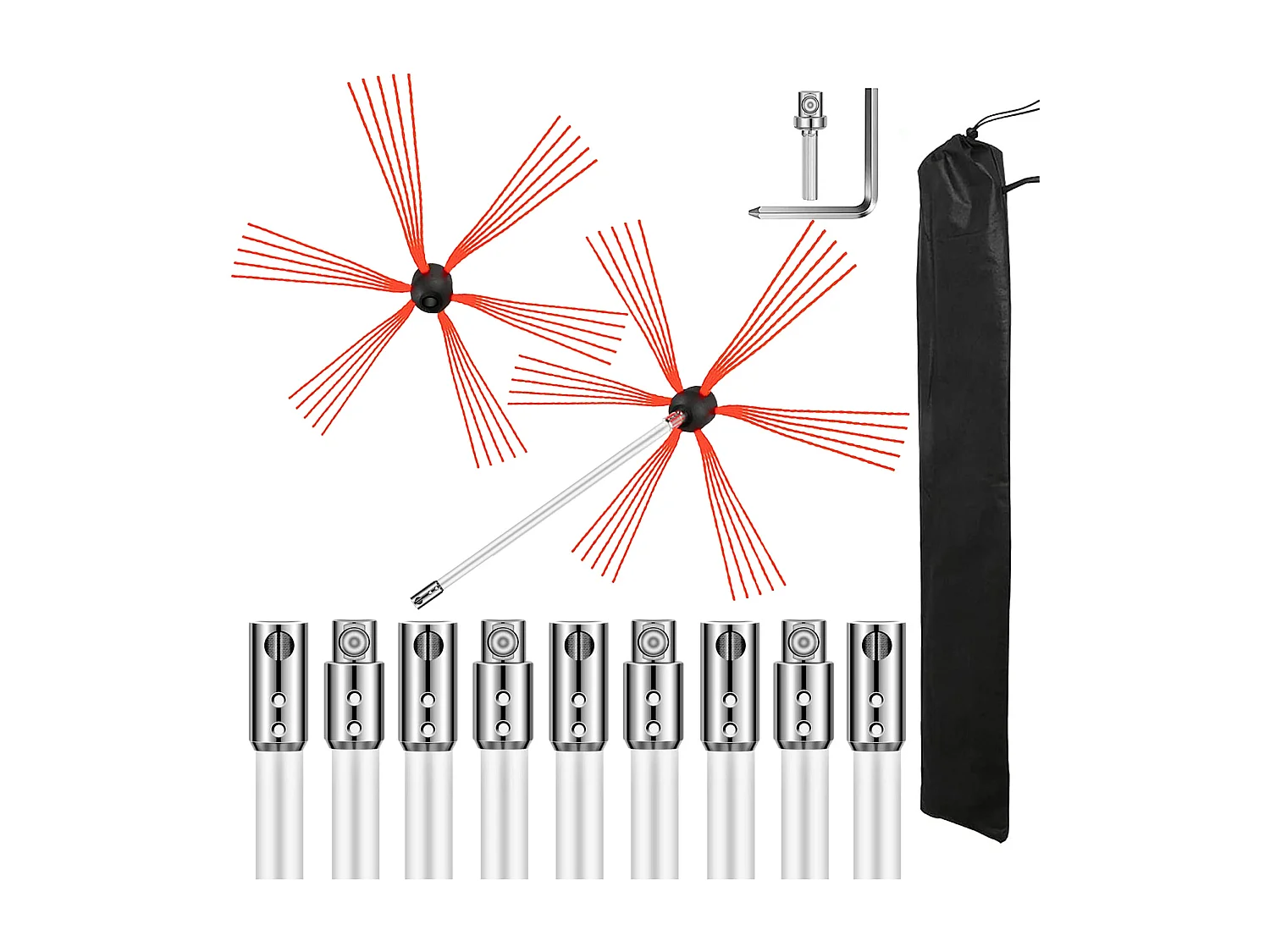 Brosse de Cheminée Kit SucceBuy, 84 cm, Kit de Nettoyage pour Mangeoire à Suie