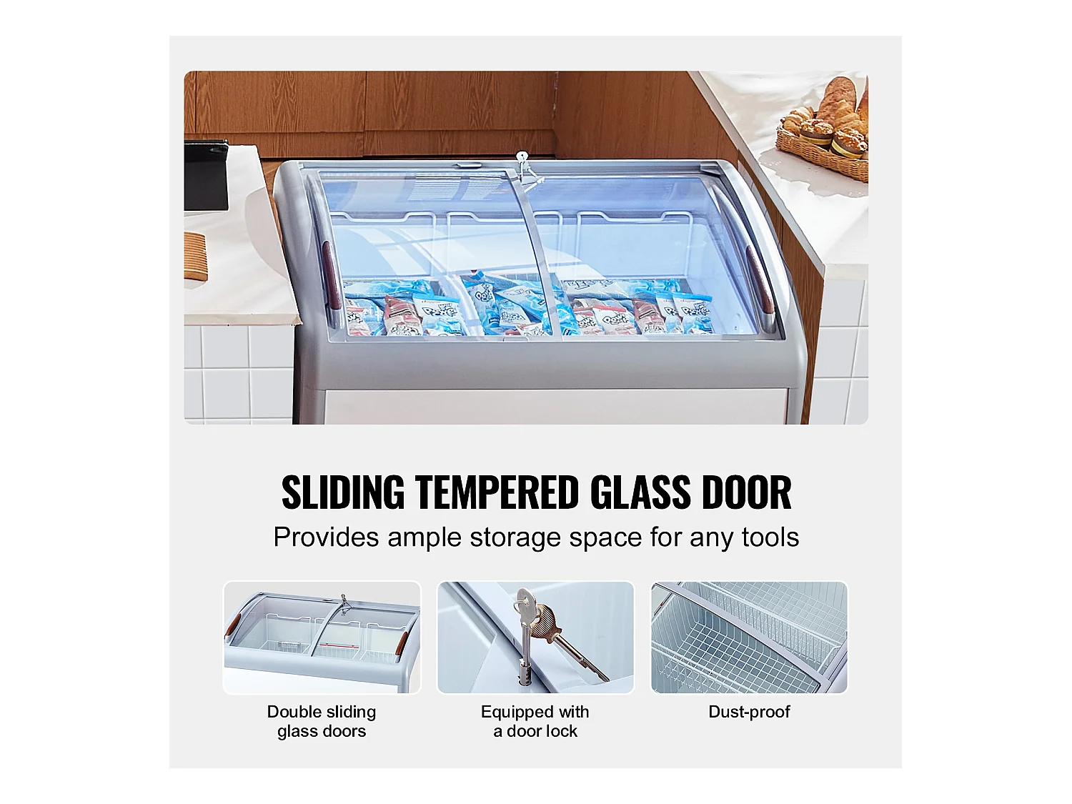 Vitrine Réfrigérée à Crème Glacée SucceBuy Vitrine à Glaces Gelato Commerciale 264L