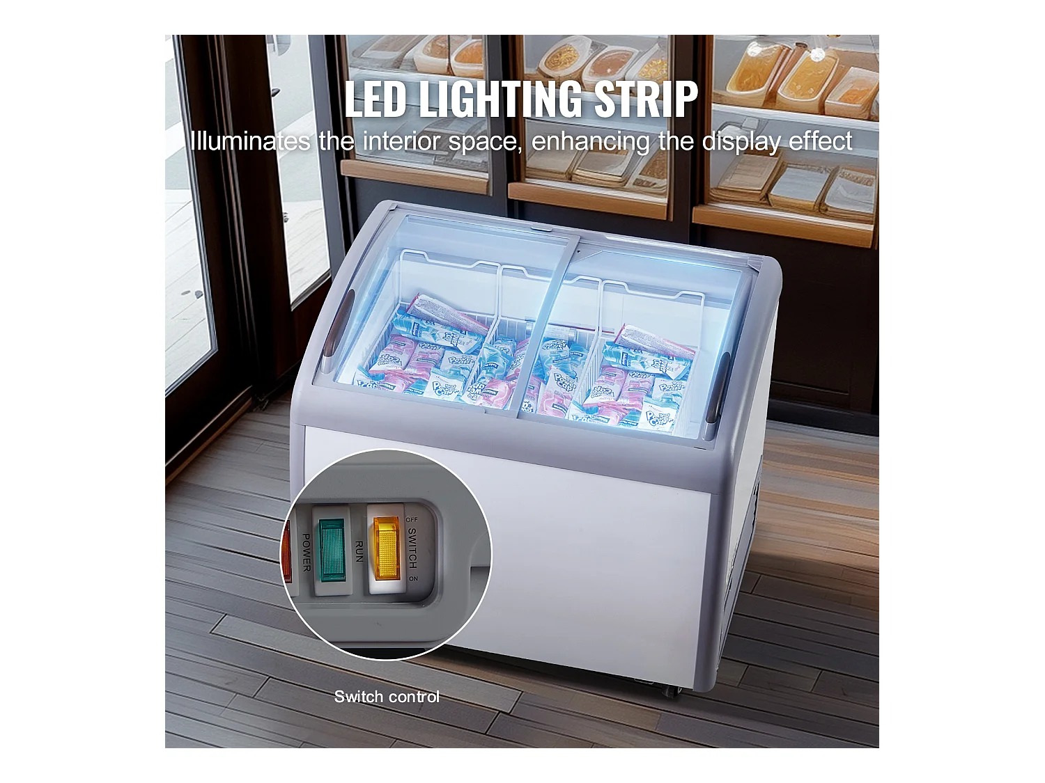 Vitrine Réfrigérée à Crème Glacée SucceBuy Vitrine à Glaces Gelato Commerciale 264L