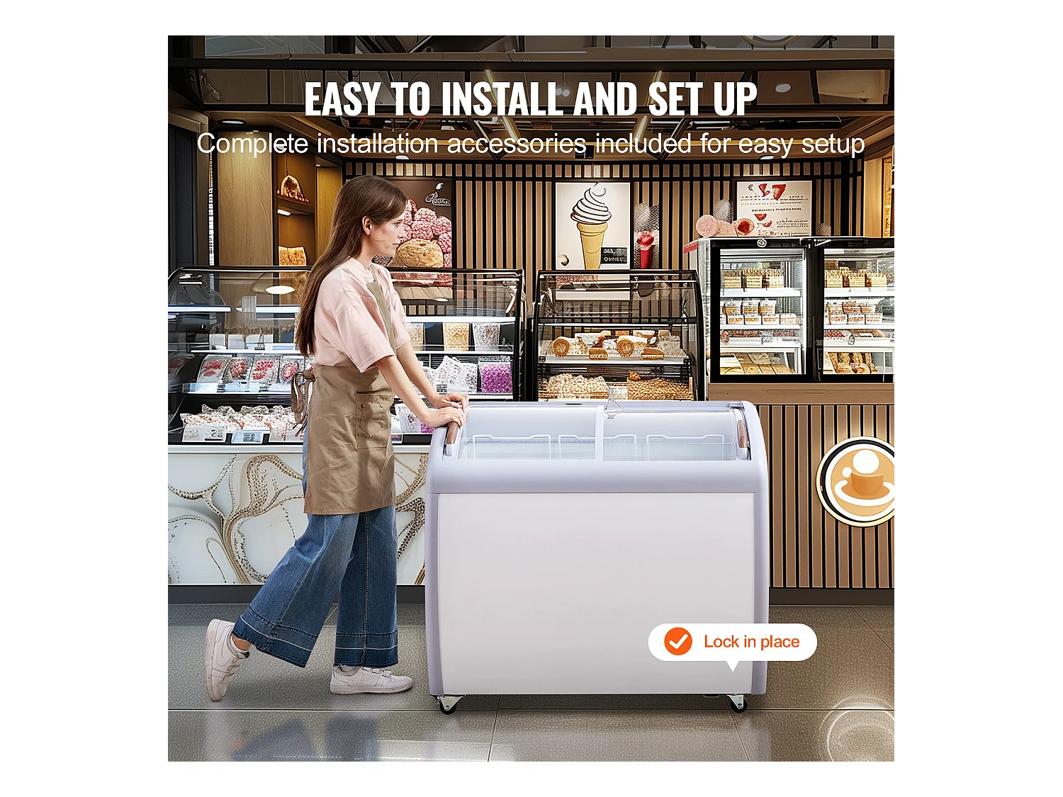 Vitrine Réfrigérée à Crème Glacée SucceBuy Vitrine à Glaces Gelato Commerciale 264L