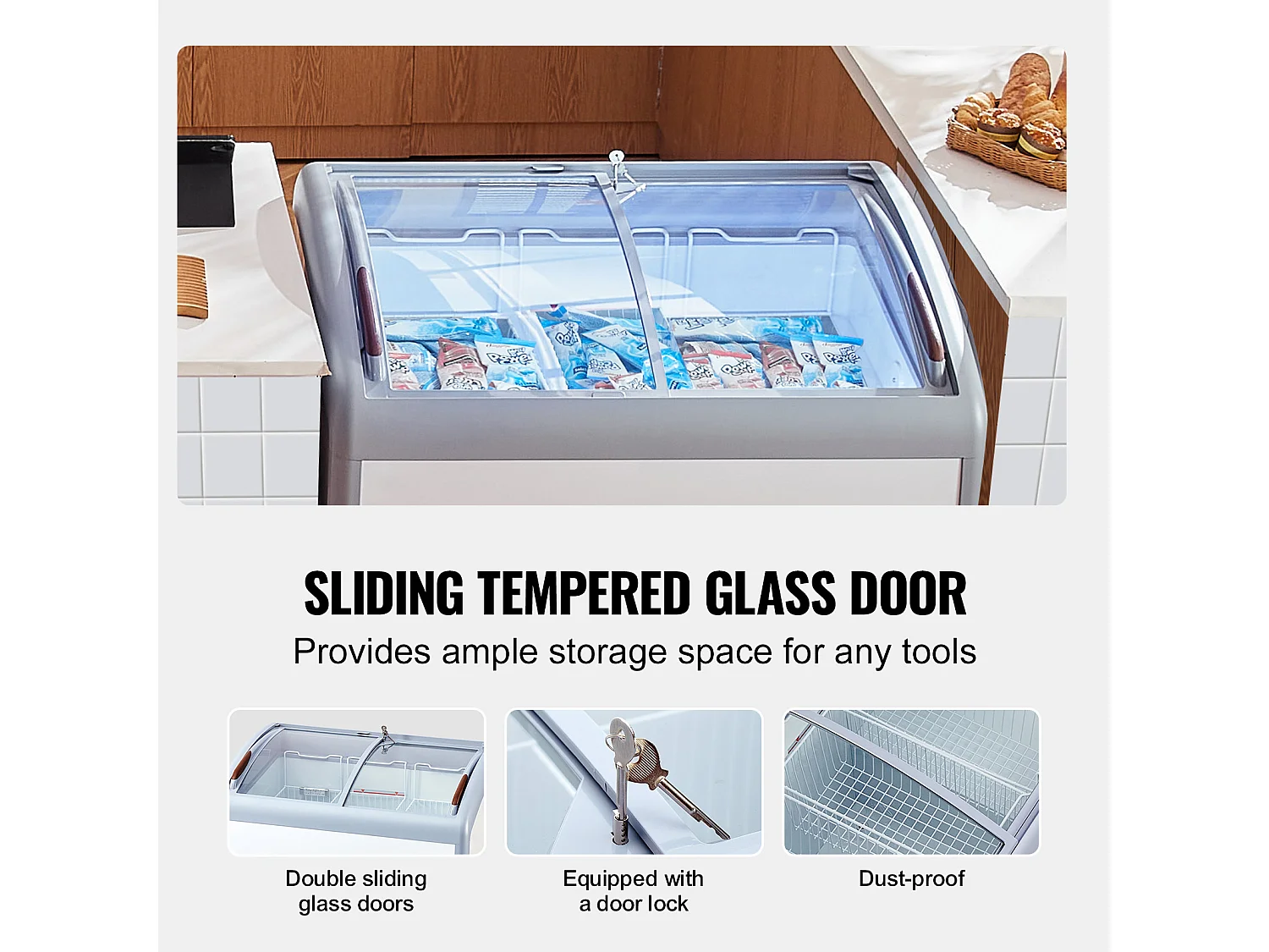 Vitrine Réfrigérée à Crème Glacée SucceBuy Vitrine à Glaces Gelato Commerciale 264L