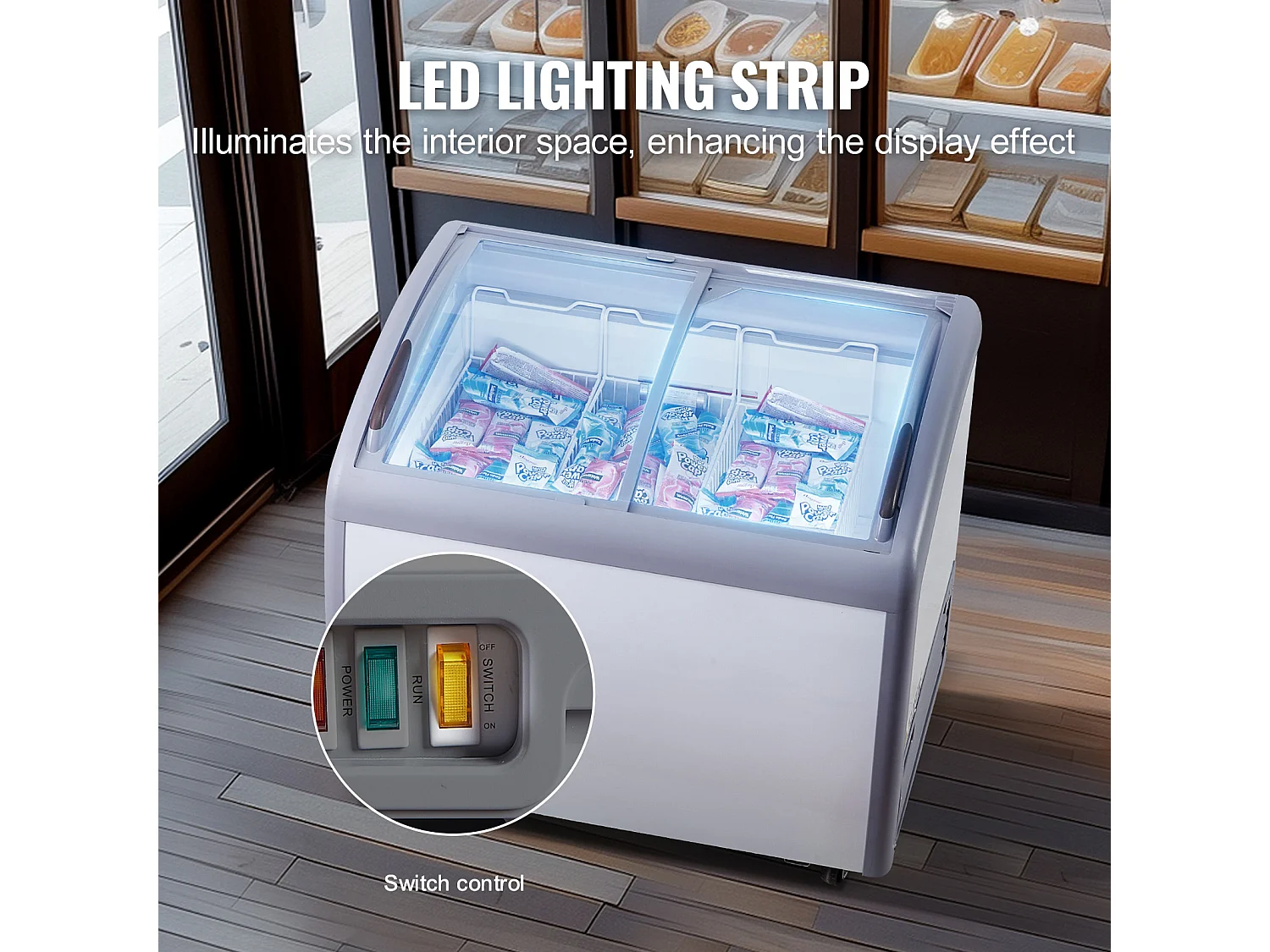 Vitrine Réfrigérée à Crème Glacée SucceBuy Vitrine à Glaces Gelato Commerciale 264L