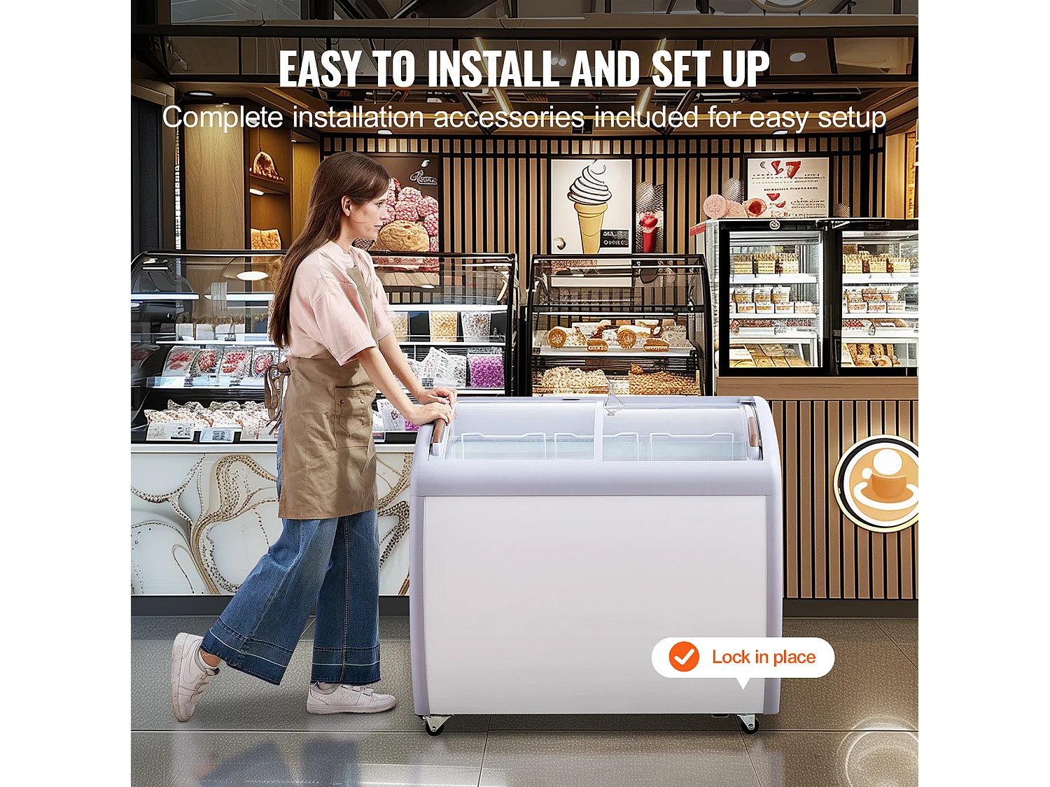 Vitrine Réfrigérée à Crème Glacée SucceBuy Vitrine à Glaces Gelato Commerciale 264L