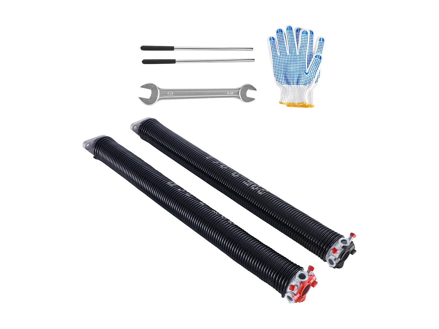 Molle di Torsione SucceBuy per Porta del Garage - Coppia, 0.6 x 5 x 61cm, con Barre di Avvolgimento, Rivestimento Nero Elettroforetico per una Sostituzione Facile